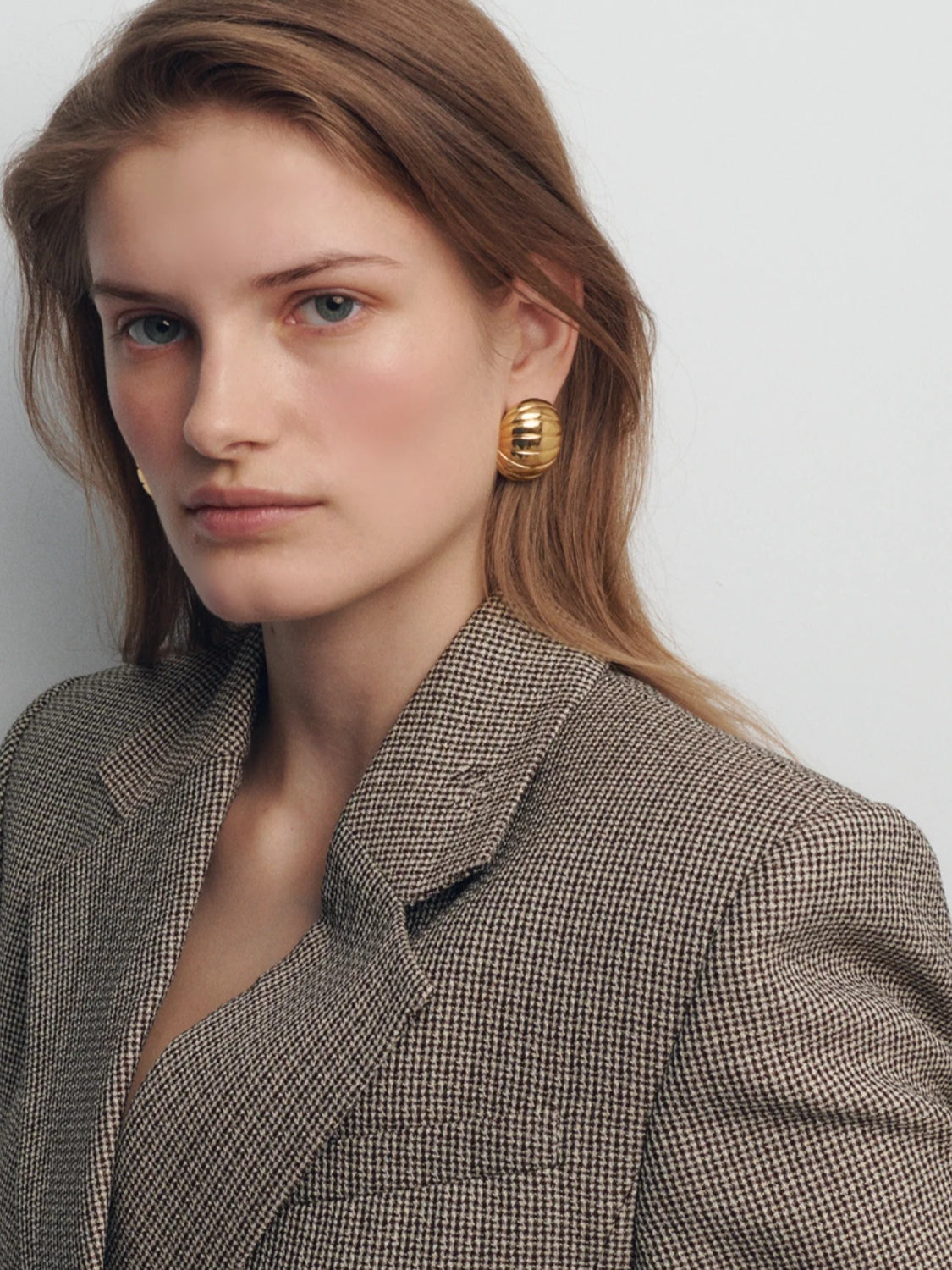 18K Gold-Plated Stainless Steel Ribbed Earrings - felvior