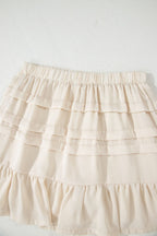 Ruffled Hemline Elastic Waist Mini Skirt