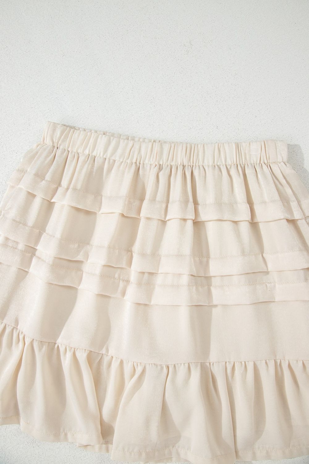 Ruffled Hemline Elastic Waist Mini Skirt