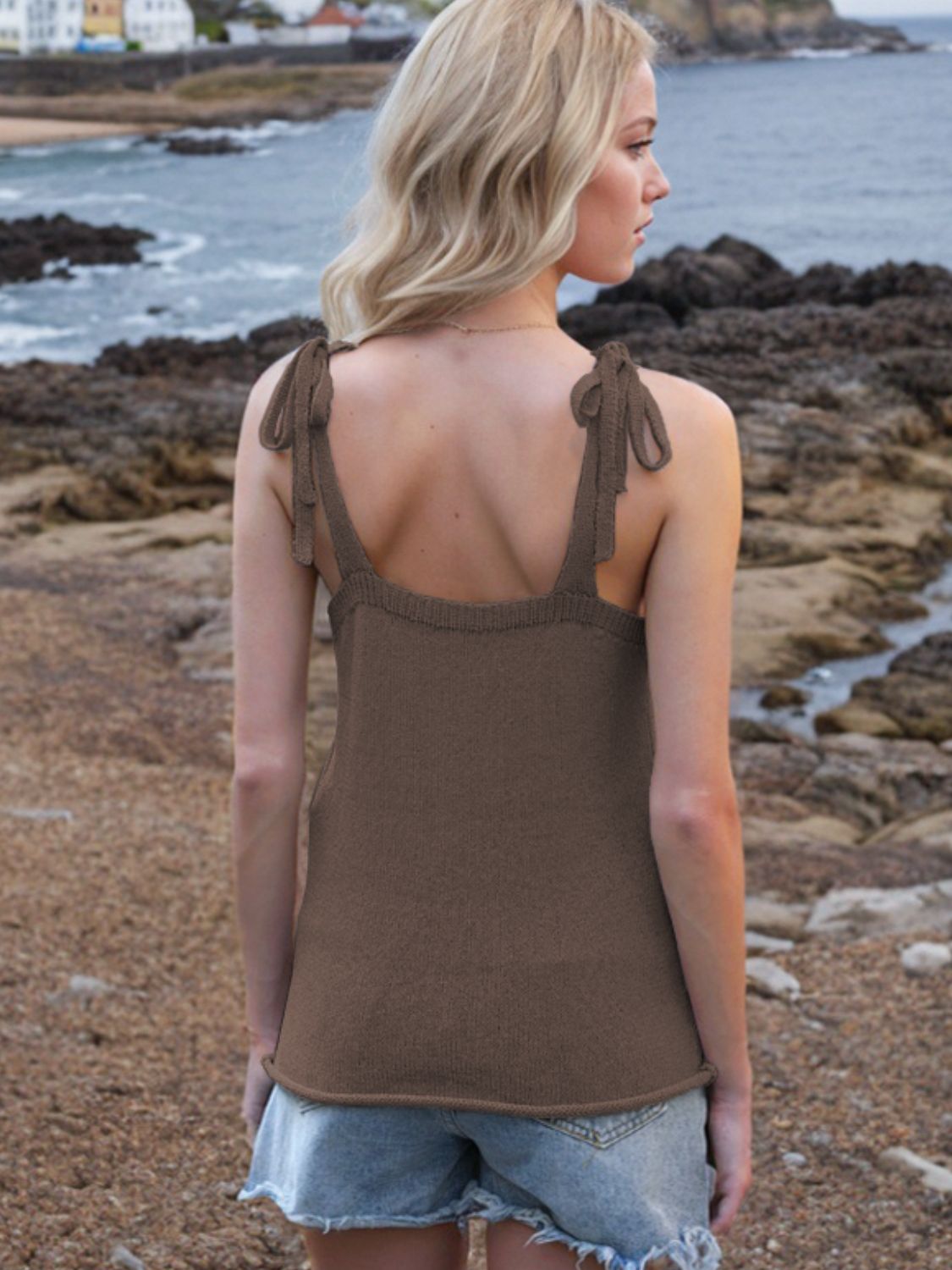 Tie Shoulder V-Neck Sweater Vest