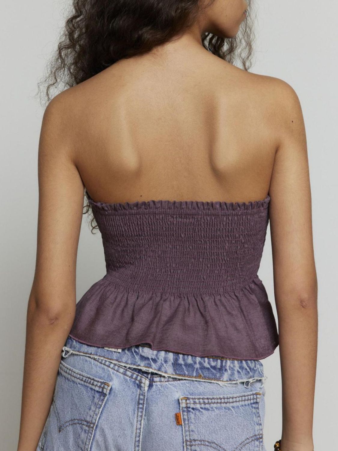 Smocked Peplum Tube Top - felvior