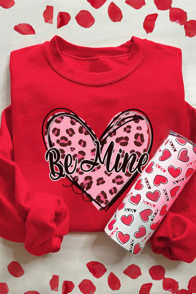Valentine's Day BE MINE Heart Long Sleeve Sweatshirt - felvior