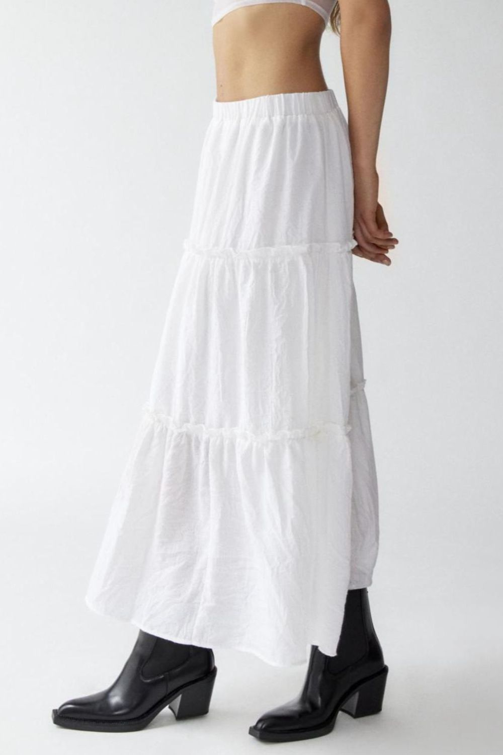 Frill Elastic Waist Skirt - felvior