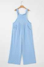 Checkered Pocketed Wide Leg Overalls