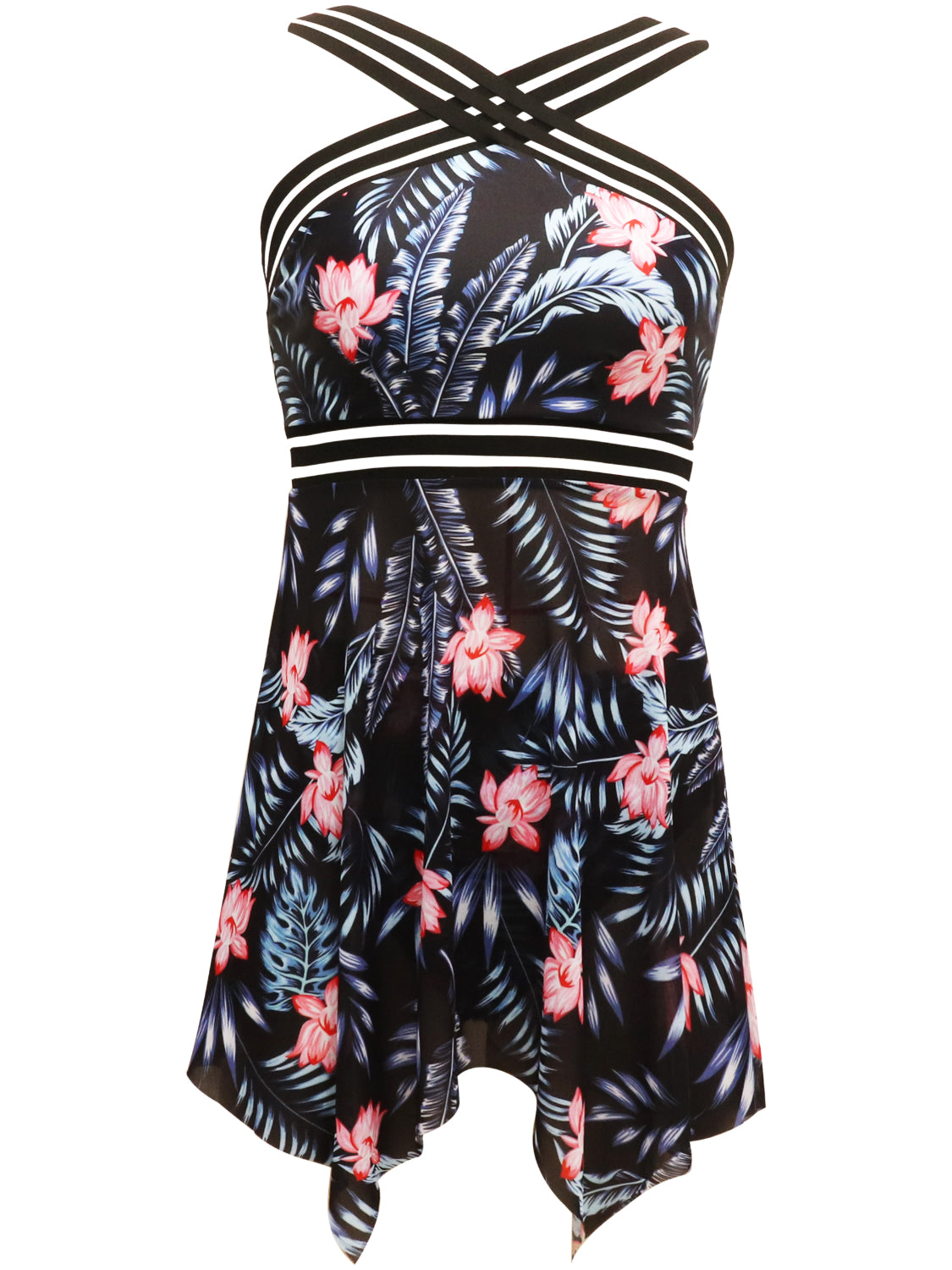 Cutout Printed Two-Piece Swim Set - felvior