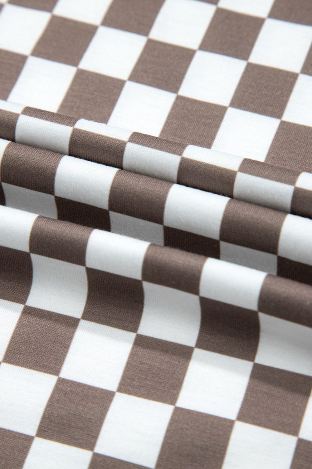 Checkered Print Crew Neck Wide Leg Jumpsuit