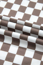 Checkered Print Crew Neck Wide Leg Jumpsuit