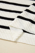 Contrast Striped Drawstring Detail Sleeveless Sweater Dress