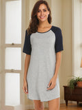 Round Neck Short Sleeve Contrast Lounge Dress - felvior