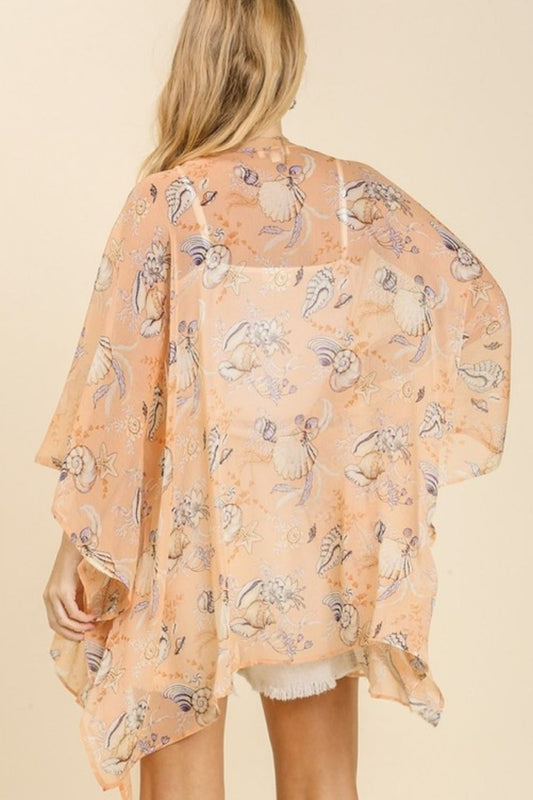 Umgee Full Size Sheer Mixed Print Kimono with Side Slit Plus Size - felvior