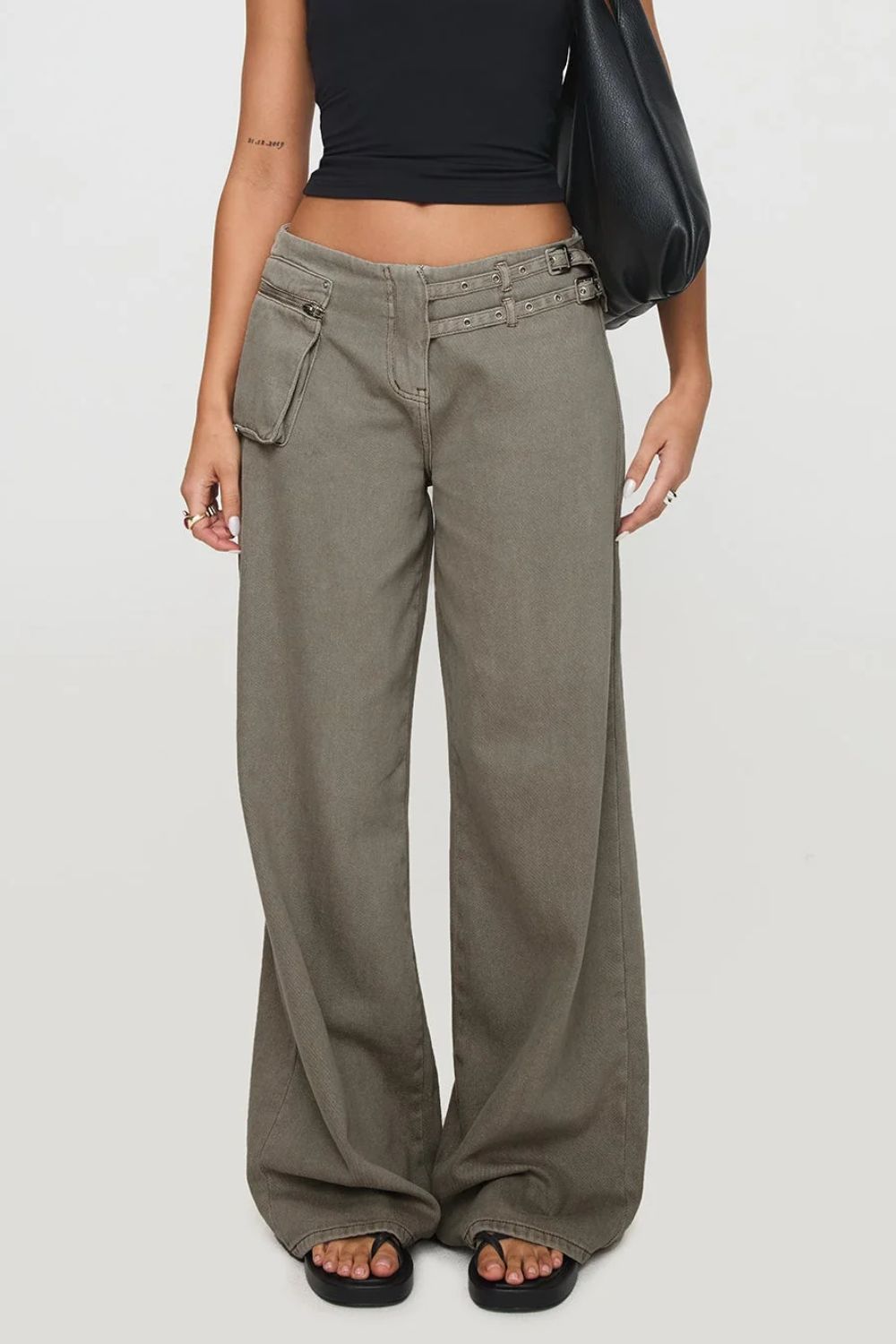 Wide Leg Jeans with Pockets - felvior