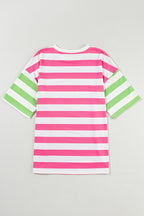 Contrast Striped Round Neck Half Sleeve T-Shirt