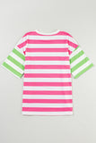 Contrast Striped Round Neck Half Sleeve T-Shirt