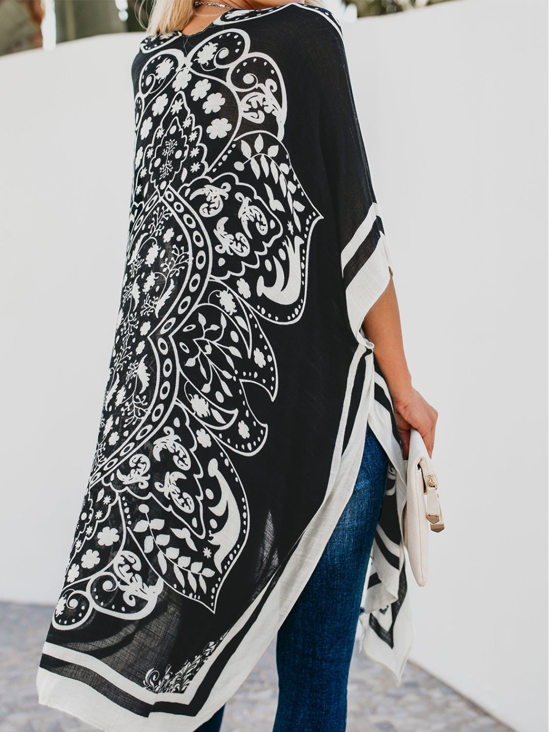 Printed Open Front Cover-Up - felvior