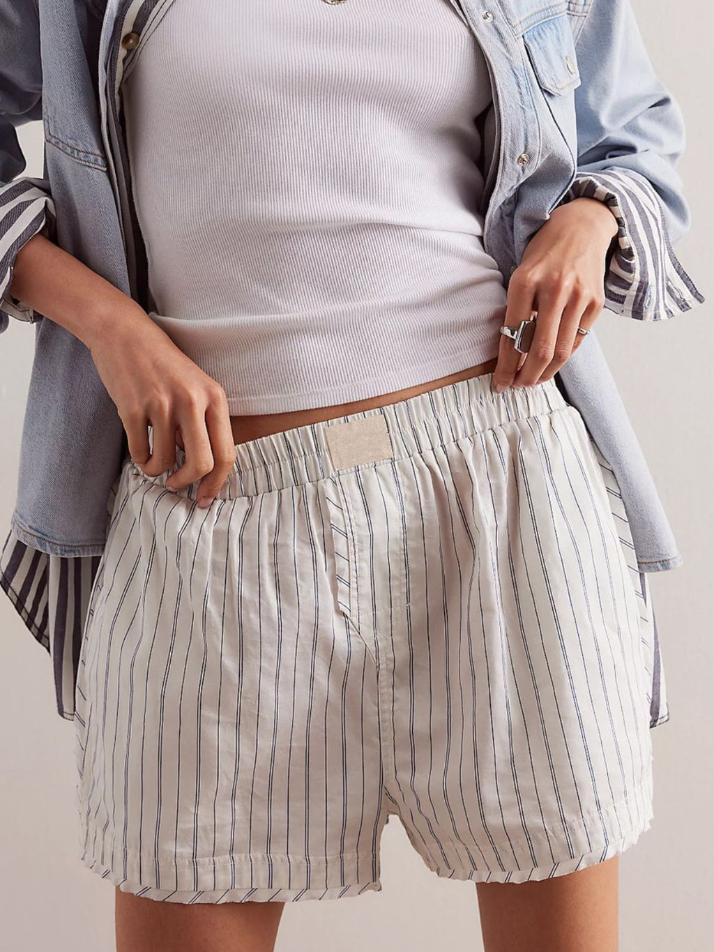 Striped Elastic Waist Shorts