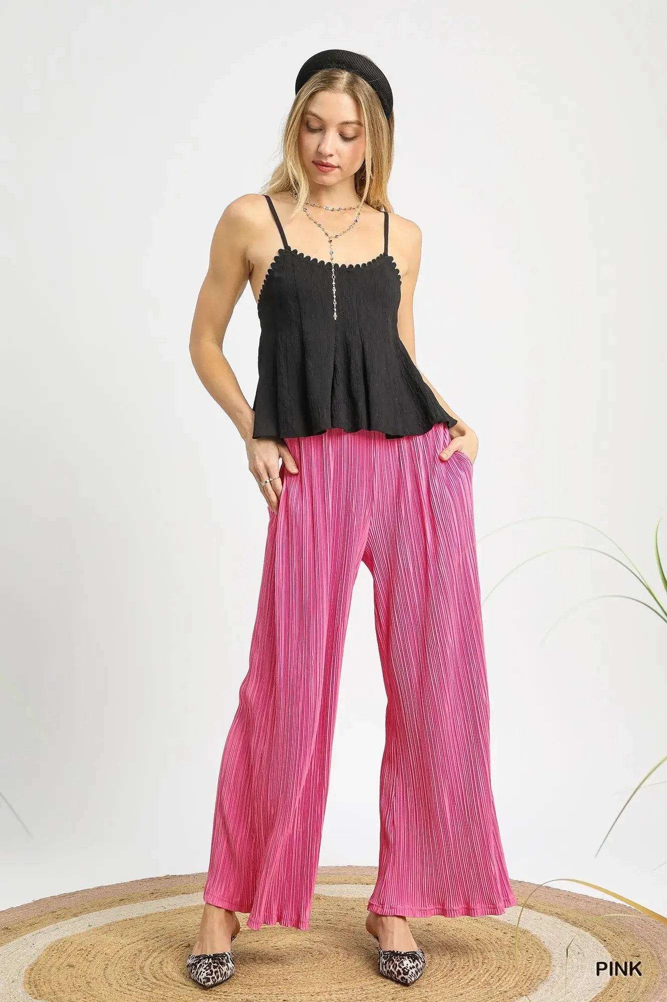 Umgee Wide Leg Textured Pants Image principale du produit