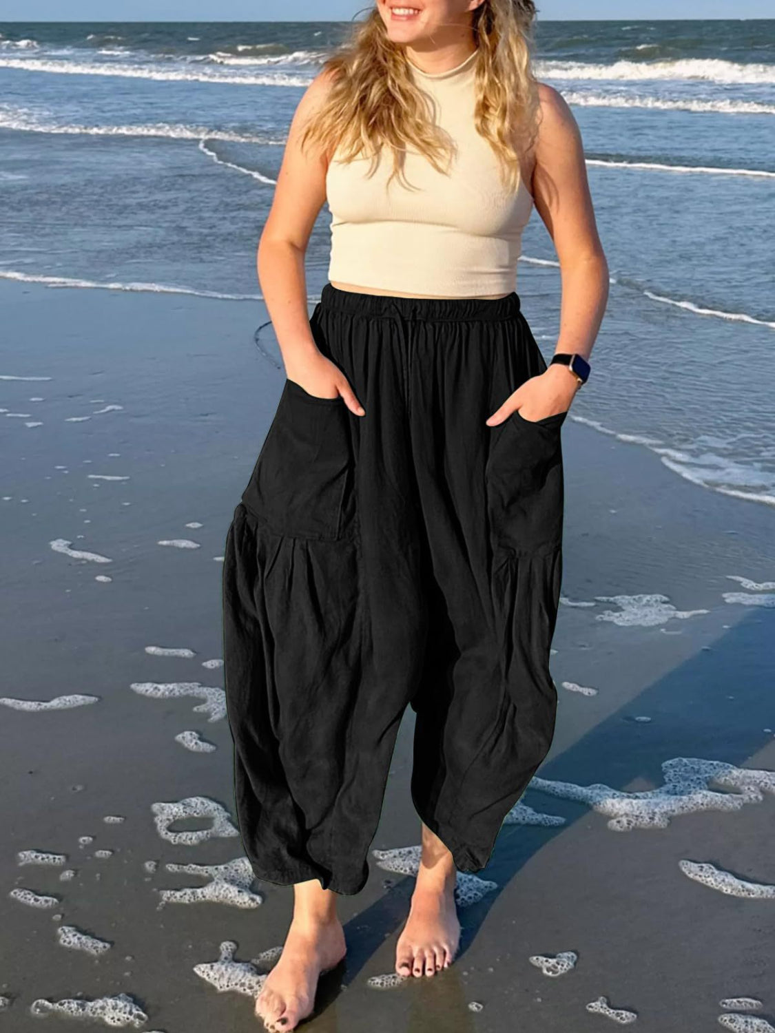 Full Size Drawstring Pants with Pockets Plus Size