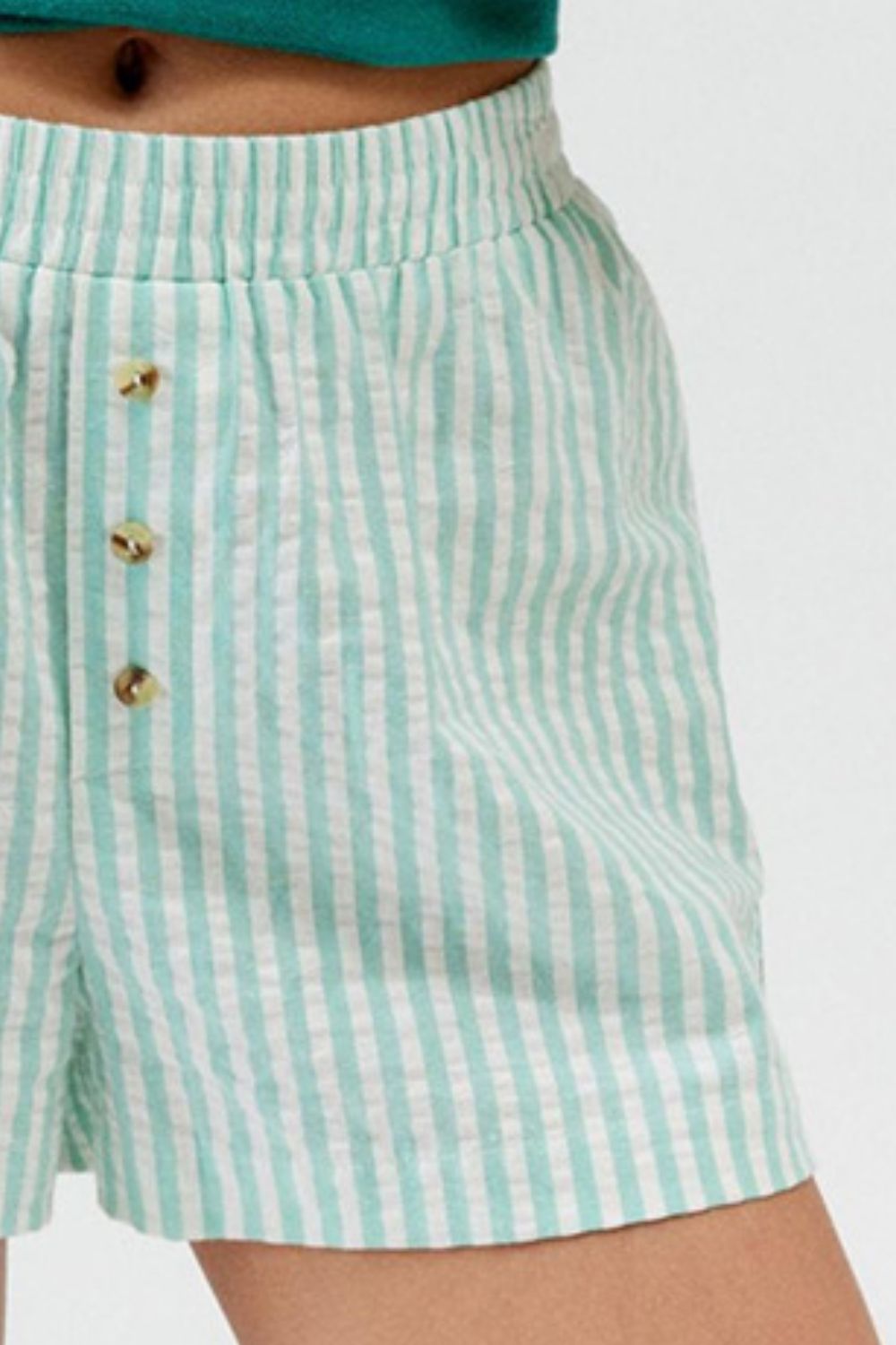 Striped Elastic Waist Shorts - felvior