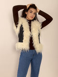Tied Fringe Contrast Vest - felvior