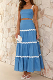 Contrast Trim Cami and Maxi Skirt Set - felvior