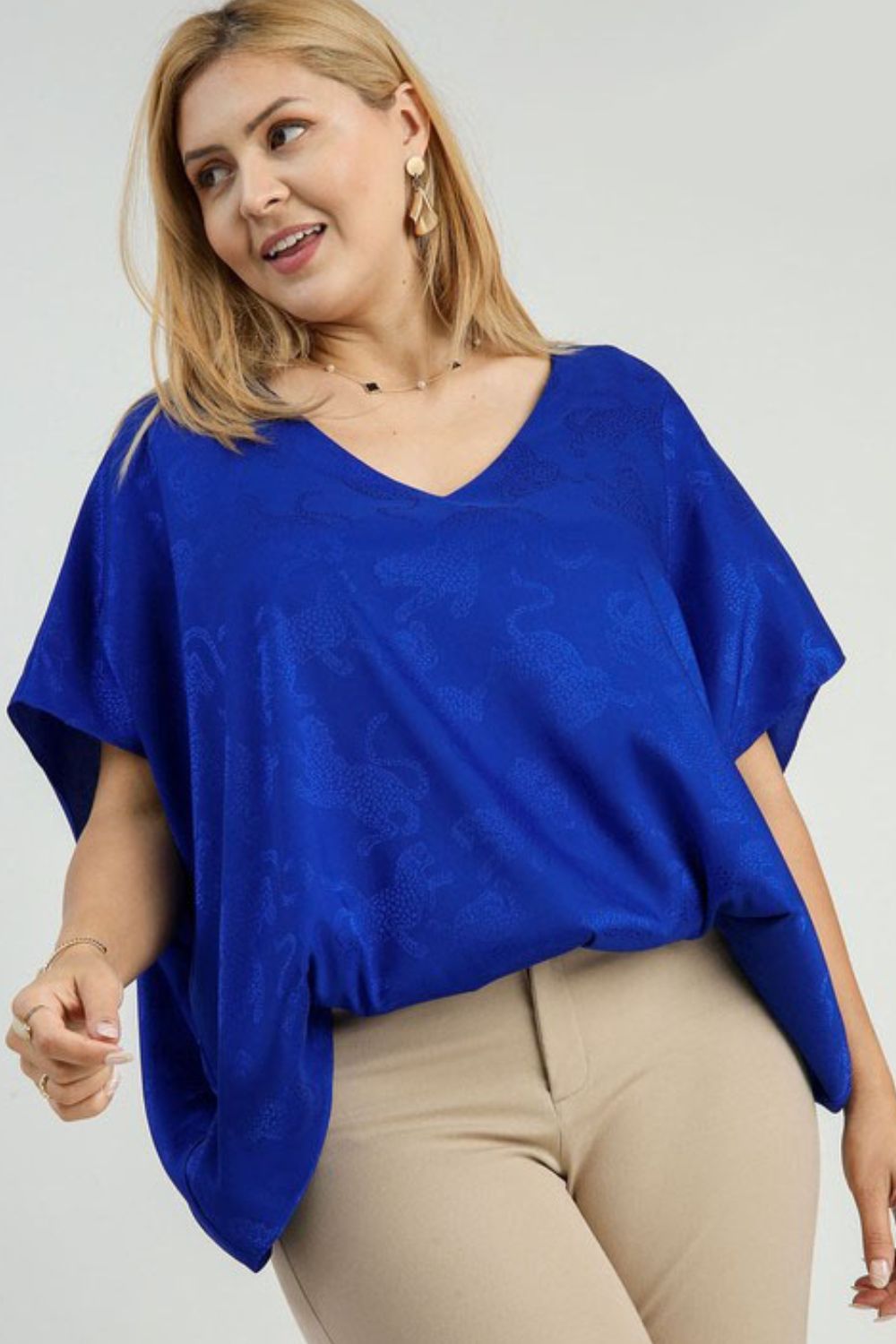 Haut jacquard en satin à imprimé animal Umgee grande taille Image secondaire du produit