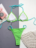 Ribbed Halter Neck Two-Piece Bikini Set - felvior
