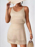 Openwork V-Neck Sleeveless Cover Up Dress - felvior