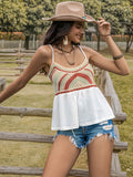 Openwork Peplum Scoop Neck Cami - felvior