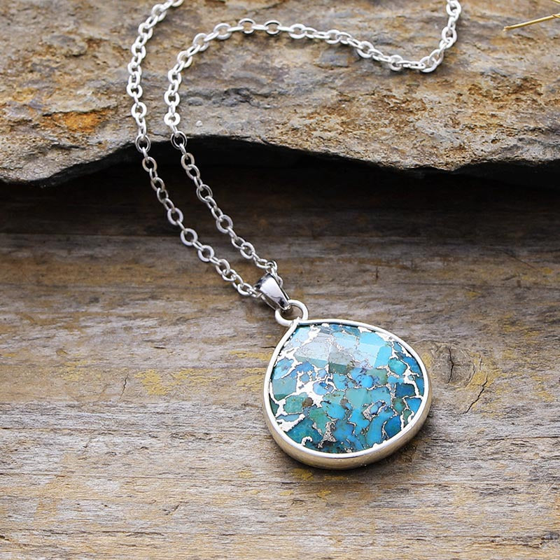 Turquoise Chain Pendant Necklace - felvior