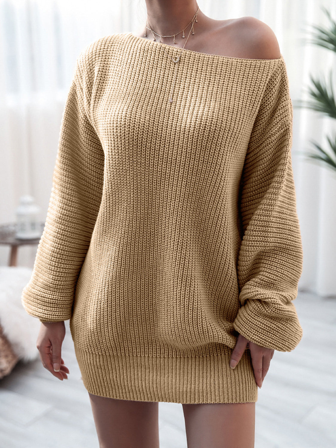 Rib-Knit Mini Sweater Dress - felvior