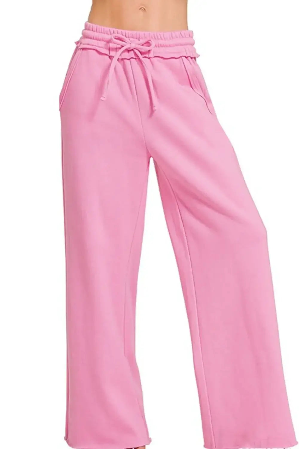 Zenana Fleece Exposed Seam Wide Leg Sweatpants Image principale du produit
