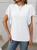 Round Neck Flutter Sleeve T-Shirt