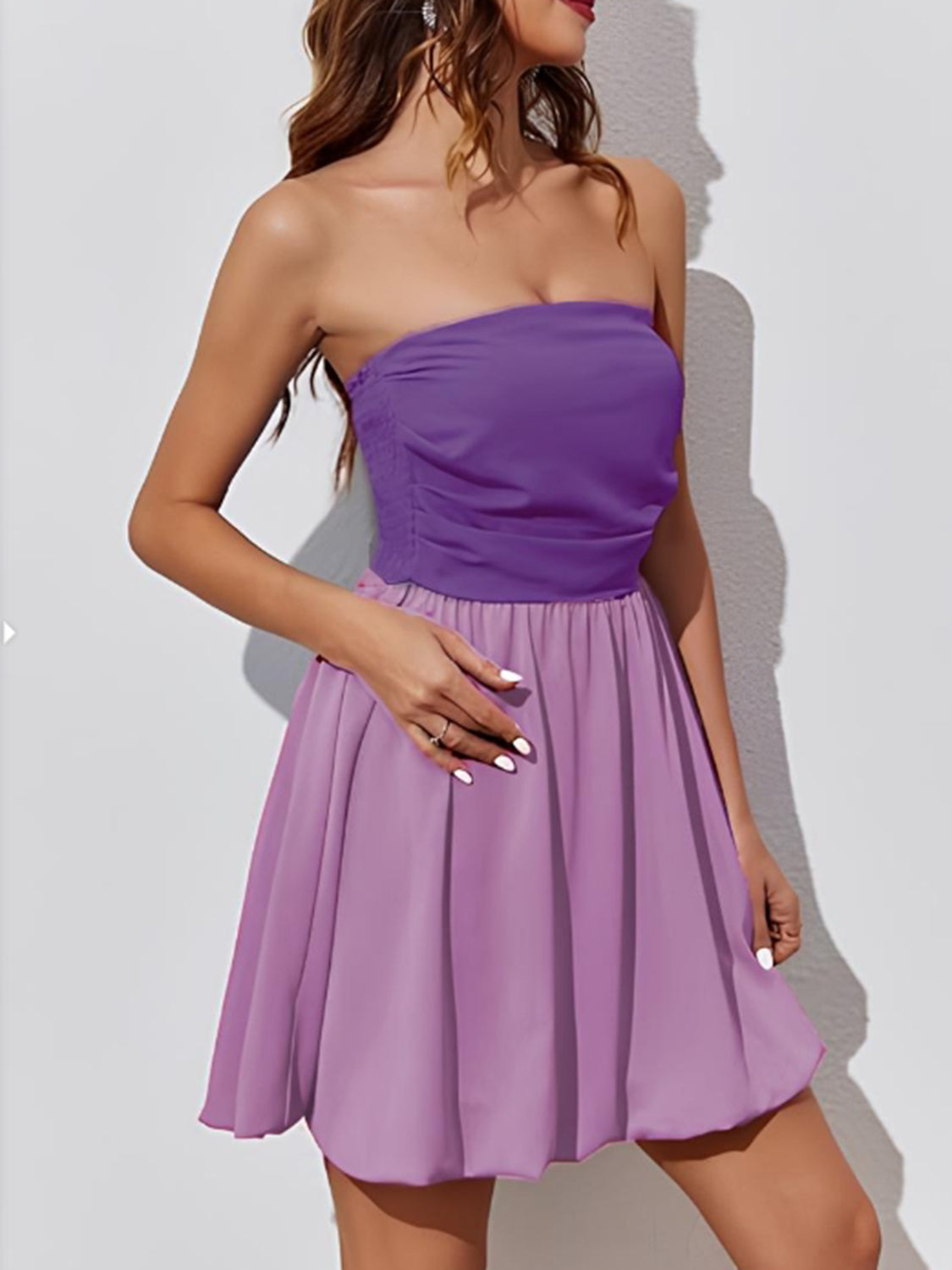 Ruched Two-Tone Tube Mini Dress Secondary image