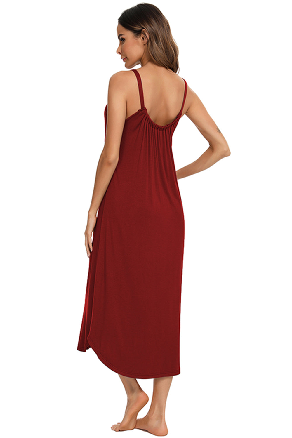 V-Neck Midi Lounge Dress - felvior
