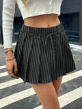 Tied Striped Pleated Skirt - felvior
