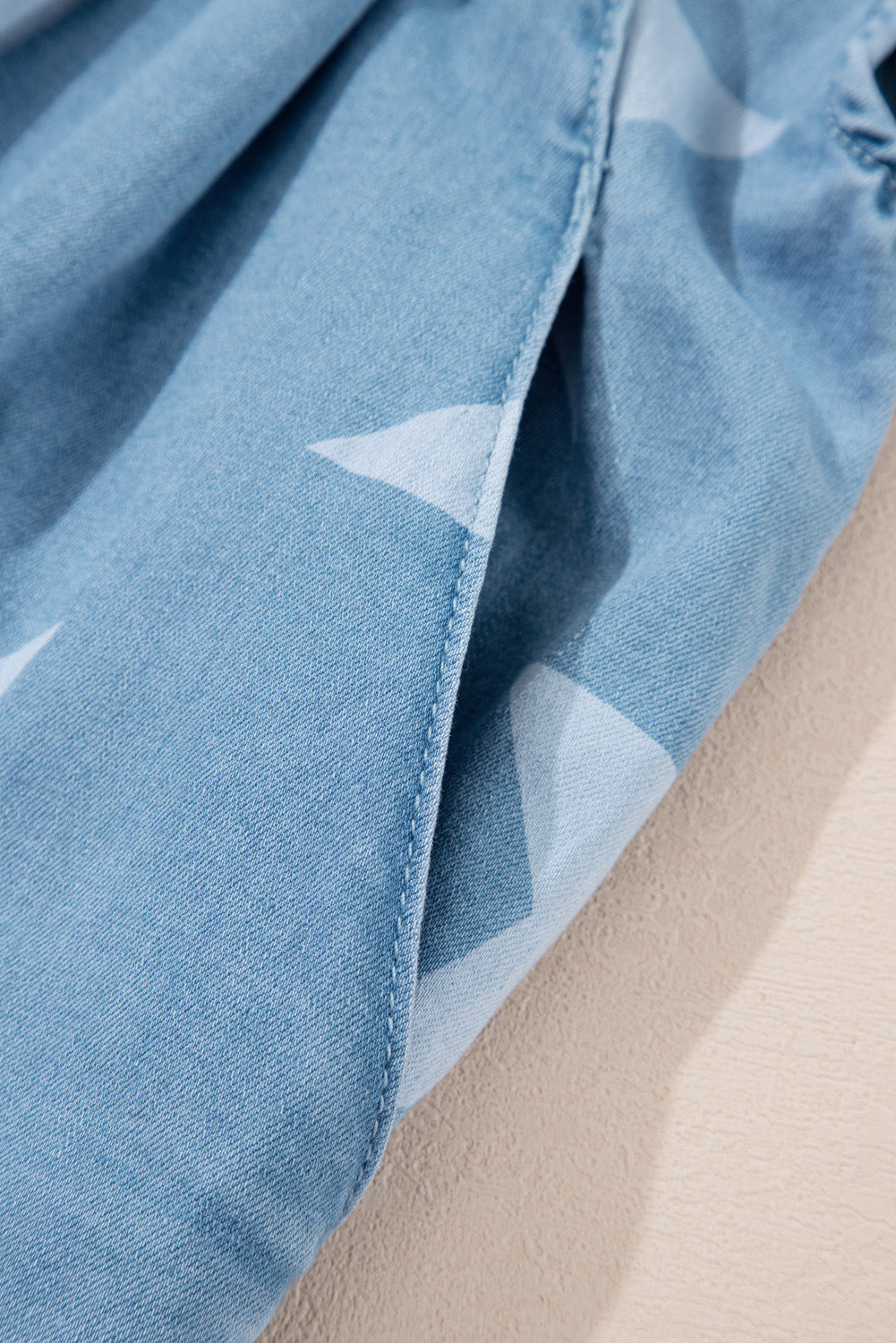 Star Print Square Neck Denim Overalls