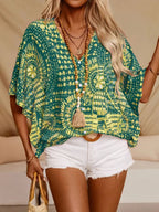 Printed V-Neck Half Sleeve Top