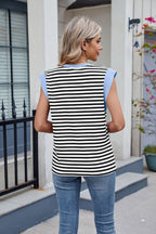 Contrast Striped Round Neck T-Shirt