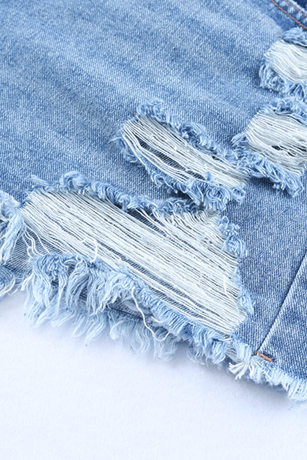 High Rise Crossover Waist Denim Shorts - felvior