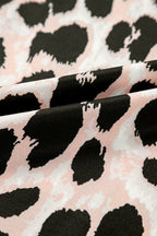 Leopard Layered Ruffled Cap Sleeve Blouse