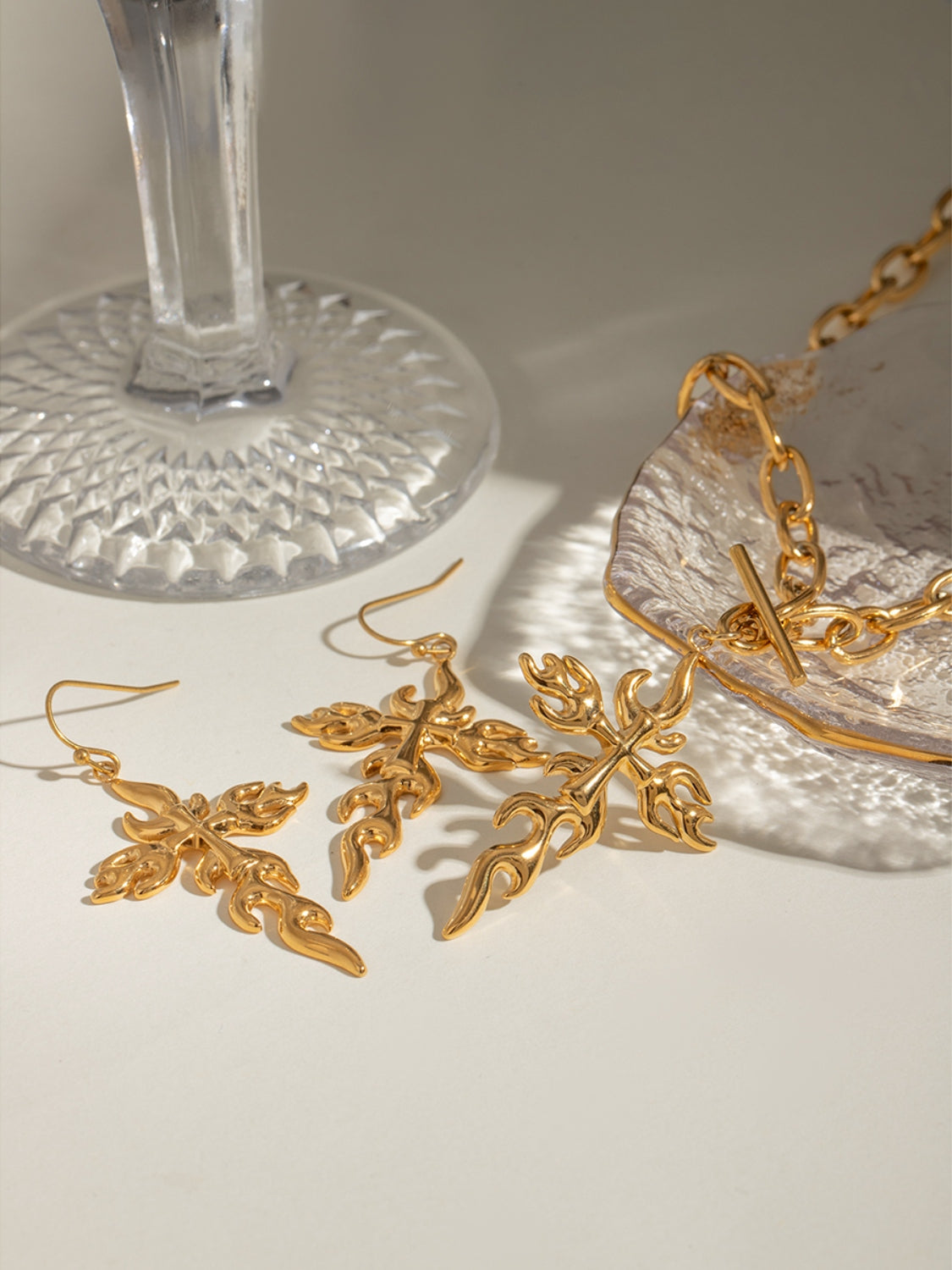 18K Gold-Plated Stainless Steel Cross Necklace - felvior