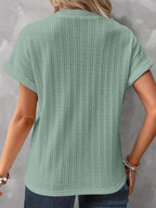 Textured Notched Short Sleeve Top