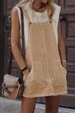 Side Buttons Square Neck Overall Mini Dress - felvior