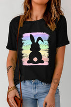Rabbit Round Neck Short Sleeve T-Shirt