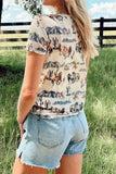 Western Fashion Mustang River Printed Mesh T Shirt