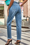 Distressed Buttoned Loose Fit Jeans - felvior