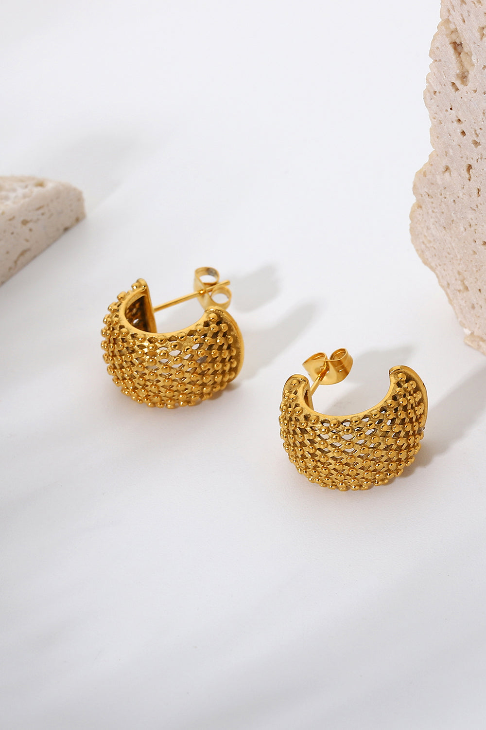 Mesh Half Hoop Earrings - felvior