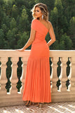 One-Shoulder Ruched Maxi Dress - felvior