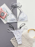 Faux Layered Halter Neck Two-Piece Bikini Set - felvior