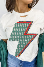 Lightning Round Neck Short Sleeve T-Shirt